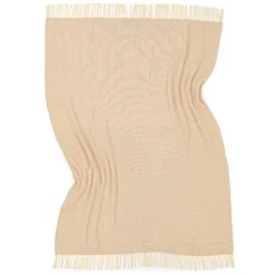 Bomullspläd 'Denisa Fishbone' 130x170cm - Beige/vit