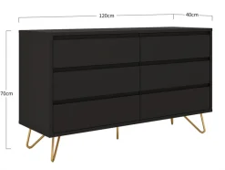 Byrå 'Elle' 120x70 - Svart/Mässing