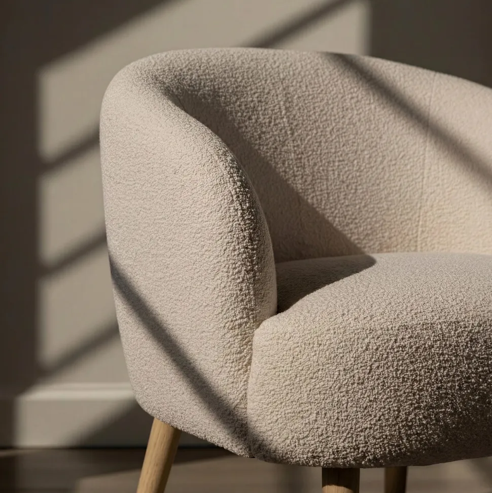 Fåtölj 'Capri' träben - Beige/Bouclé
