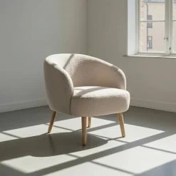 Fåtölj 'Capri' träben - Beige/Bouclé