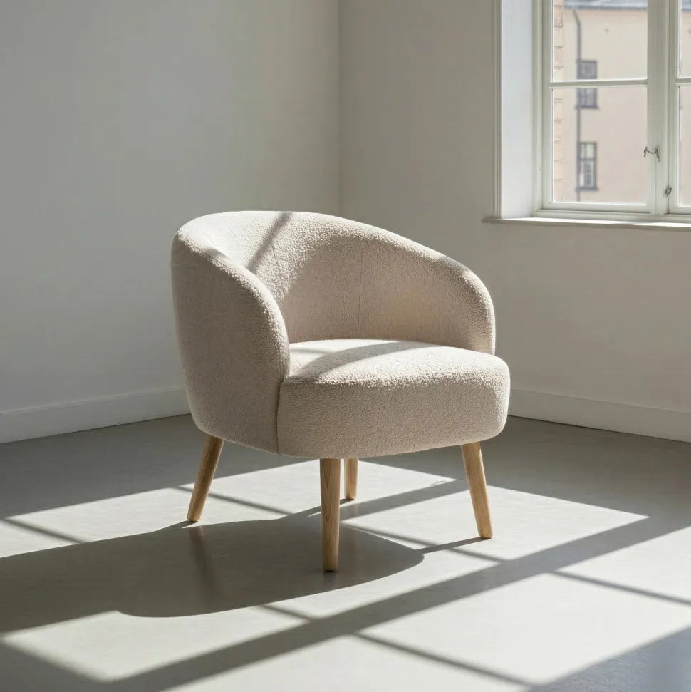 Fåtölj 'Capri' träben - Beige/Bouclé