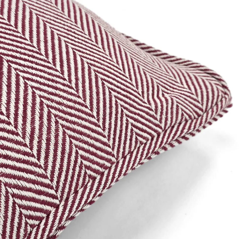 Kuddfodral 'Denisa Fishbone' 45x45cm - Röd/vit