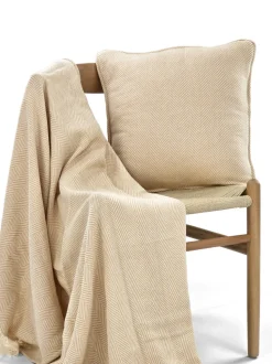 Kuddfodral 'Denisa Fishbone' 45x45cm - Beige/vit