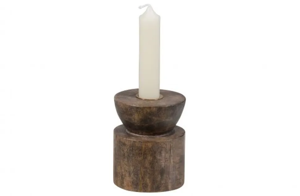 Ljusstake 'Aiden' - Brun