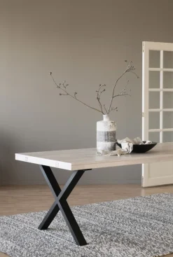 Matbord 'Brooklyn' 220x95cm - Vitpigmenterad/Svart X-ben