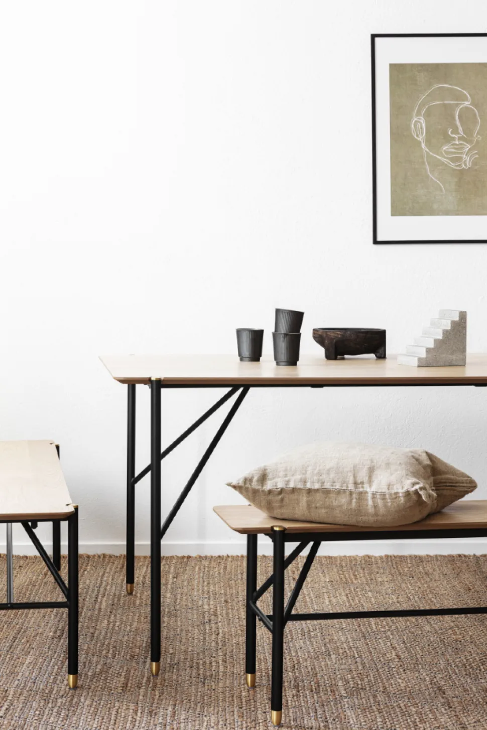 Matbord 'Hornstull' 160x90cm - Ek/Svart