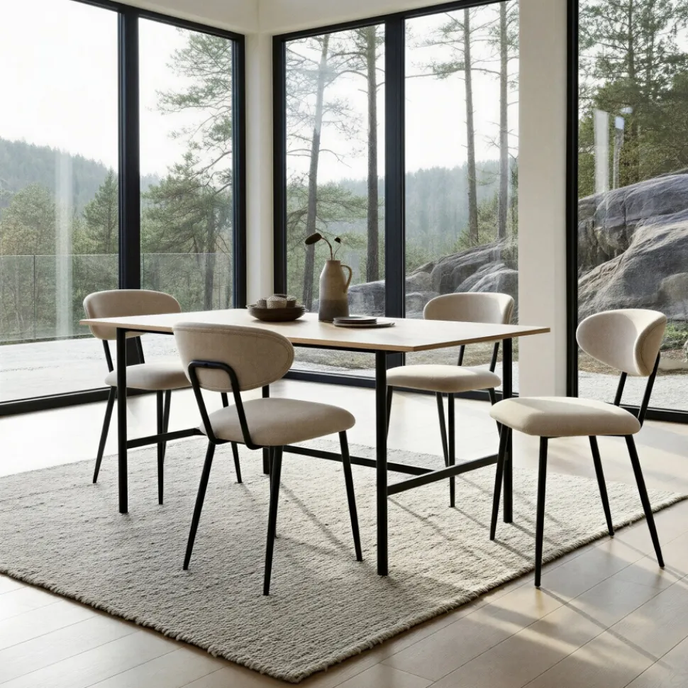 Matbord 'Line' - Ek/Svart 160x90cm