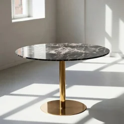 Matbord 'Marbleous' Runt 120cm - Mässing/Svart
