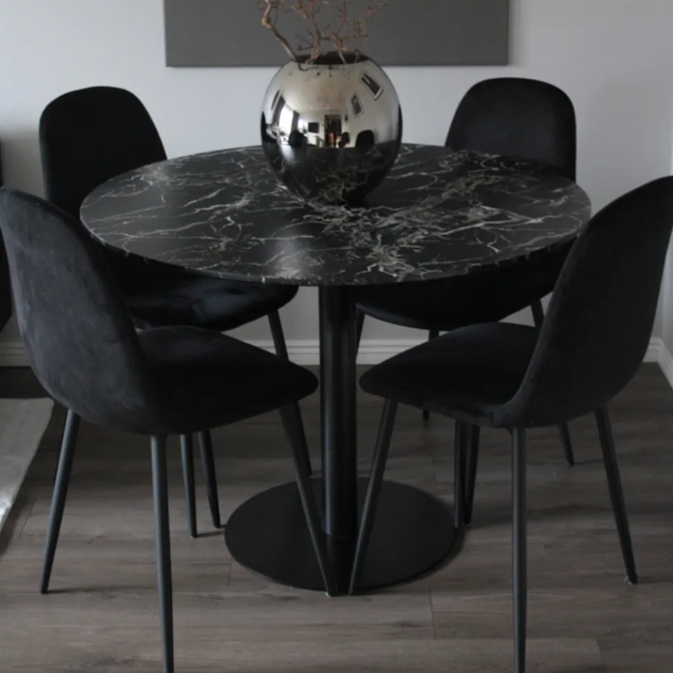 Matbord 'Marbleous' Runt 100cm - Svart
