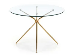 Matbord 'Rondo' Runt 110cm - Transparent/Guld