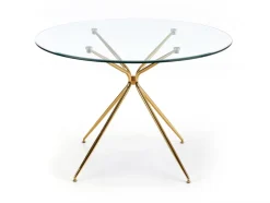 Matbord 'Rondo' Runt 110cm - Transparent/Guld