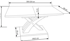 Matbord 'Sandor' 160-220cm - Vit
