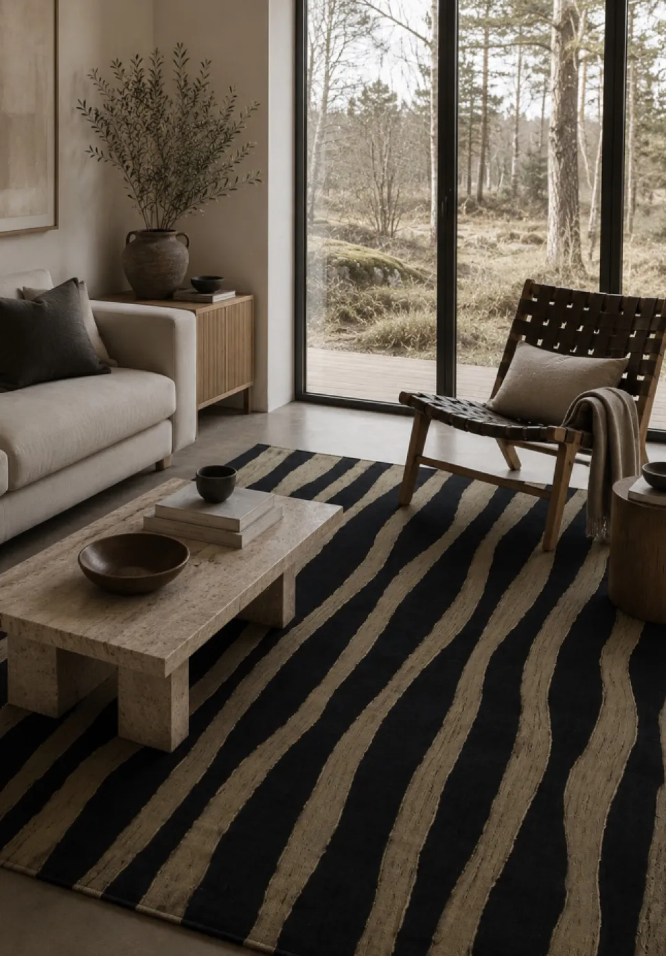 Matta 'Seronis' - Svart/Beige
