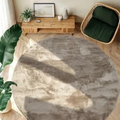 Rund matta 'Aranga Super Soft Fur' - Brun