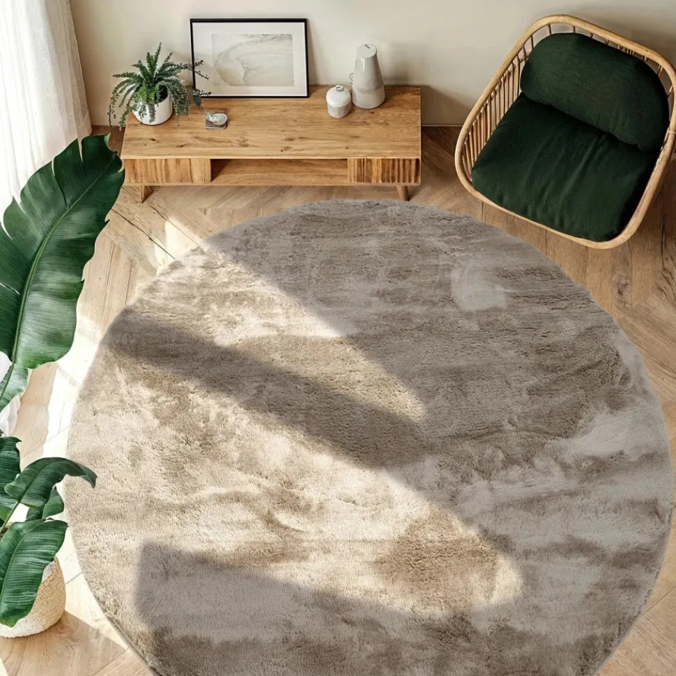 Rund matta 'Aranga Super Soft Fur' - Brun