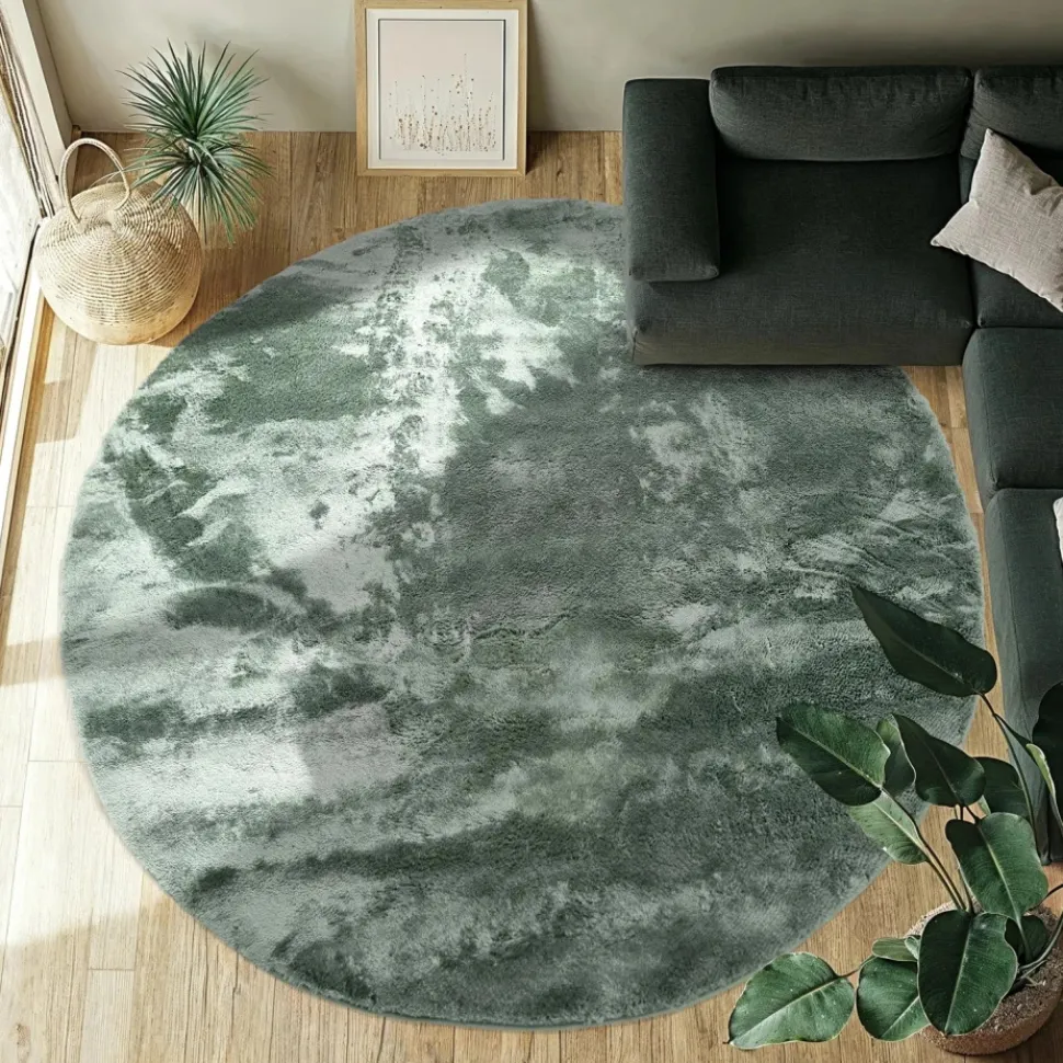 Rund matta 'Aranga Super Soft Fur' - Grön