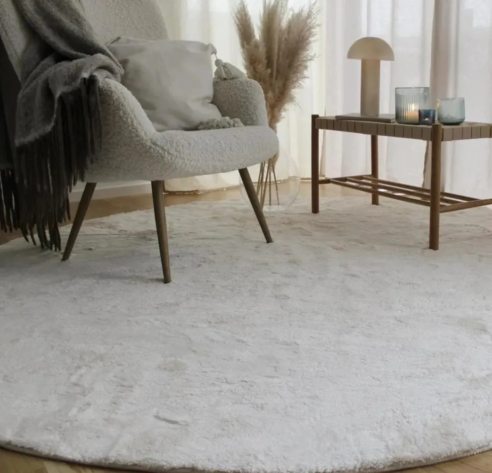 Rund matta 'Aranga Super Soft' - Vit