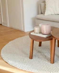 Rund matta 'Avafors' - Beige