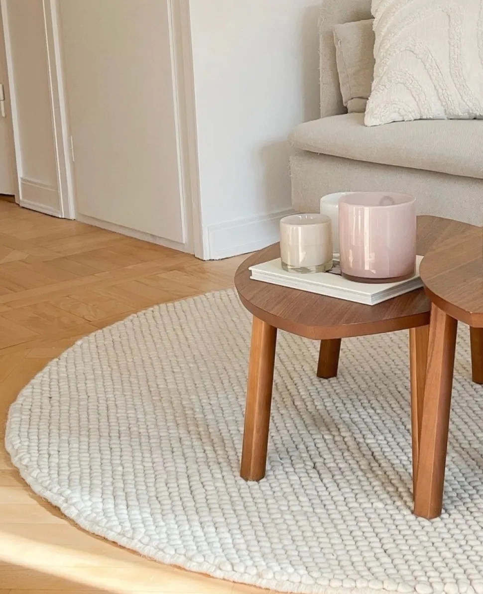 Rund matta 'Avafors' - Beige