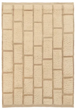 Ryamatta 'Leknes Handvävd Ull' - Beige