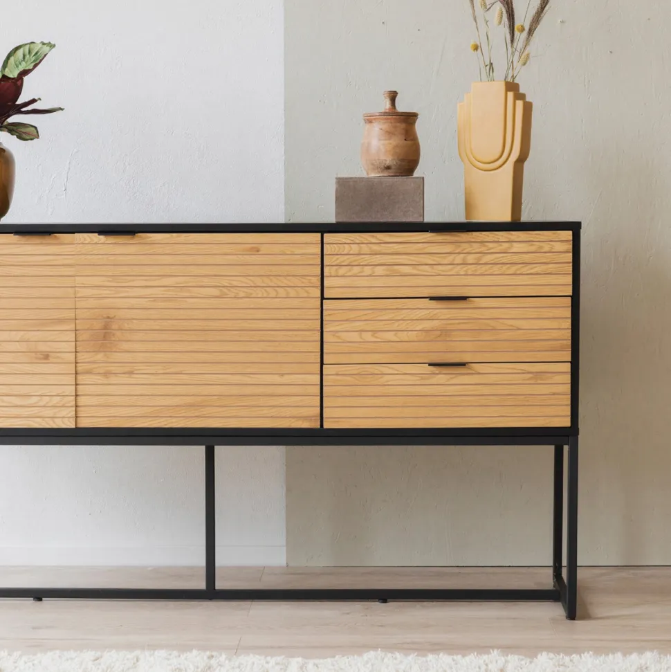 Sideboard 'Line' - Ek/Svart