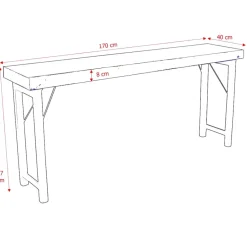 Sidobord Vintage 170x40cm - Svart