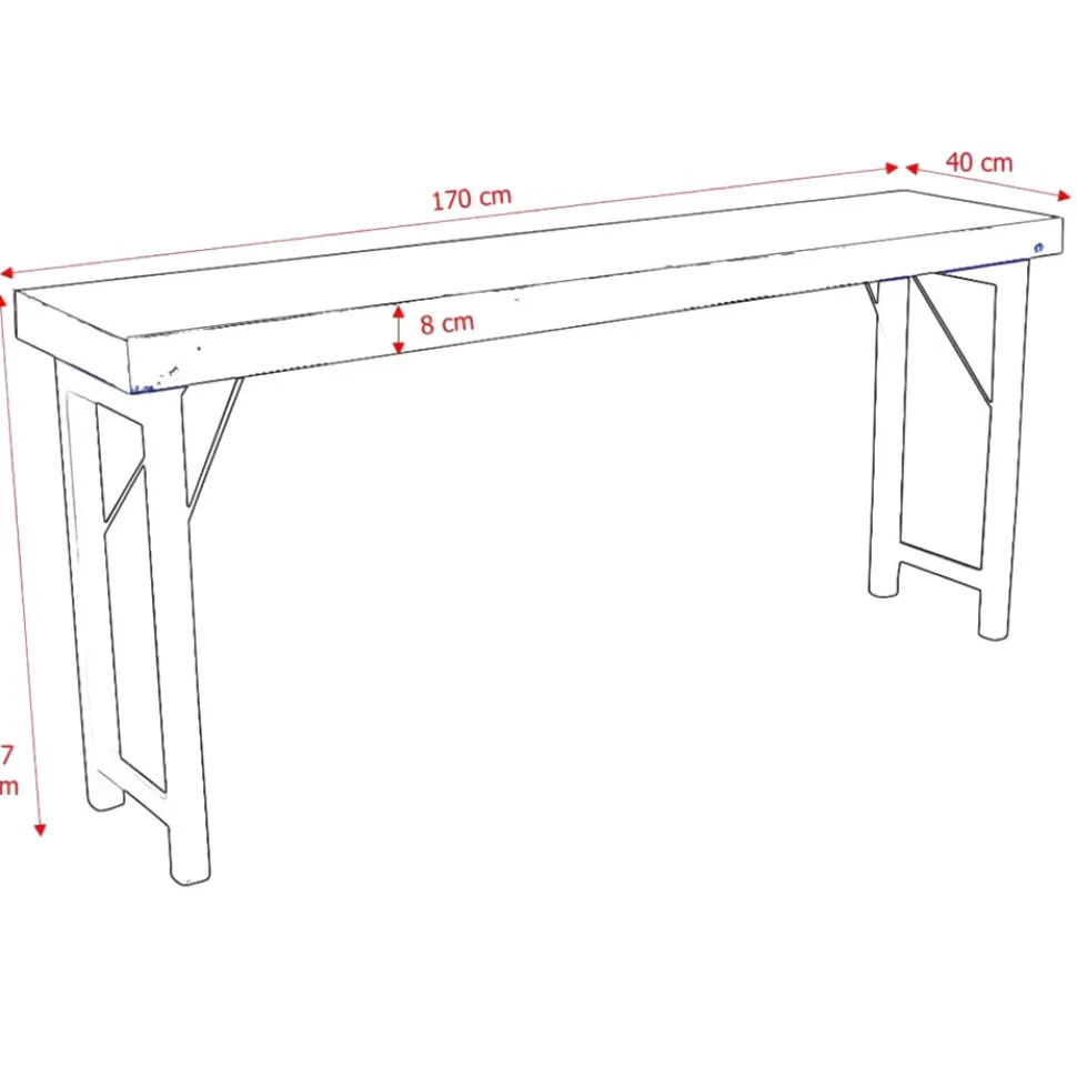 Sidobord Vintage 170x40cm - Svart
