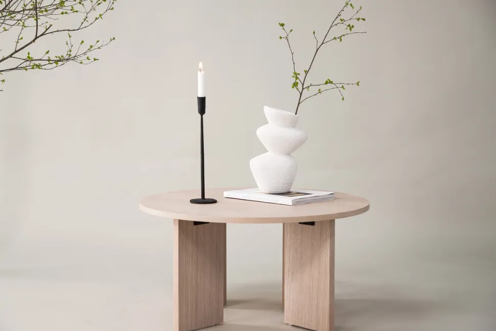 Soffbord 'Arvika' Runt 80cm - Vitpigmenterad Ek