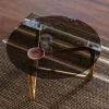 Soffbord 'Naia' Runt 80cm - Natur/Glas