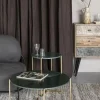 Soffbord 'Timpa' Runt 70cm  - Grön marmor/Guld