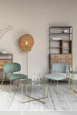 Soffbord 'Timpa' Runt 70cm - Grön marmor/Guld