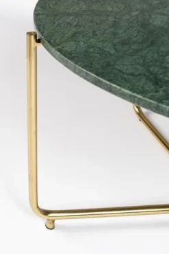 Soffbord 'Timpa' Runt 70cm - Grön marmor/Guld