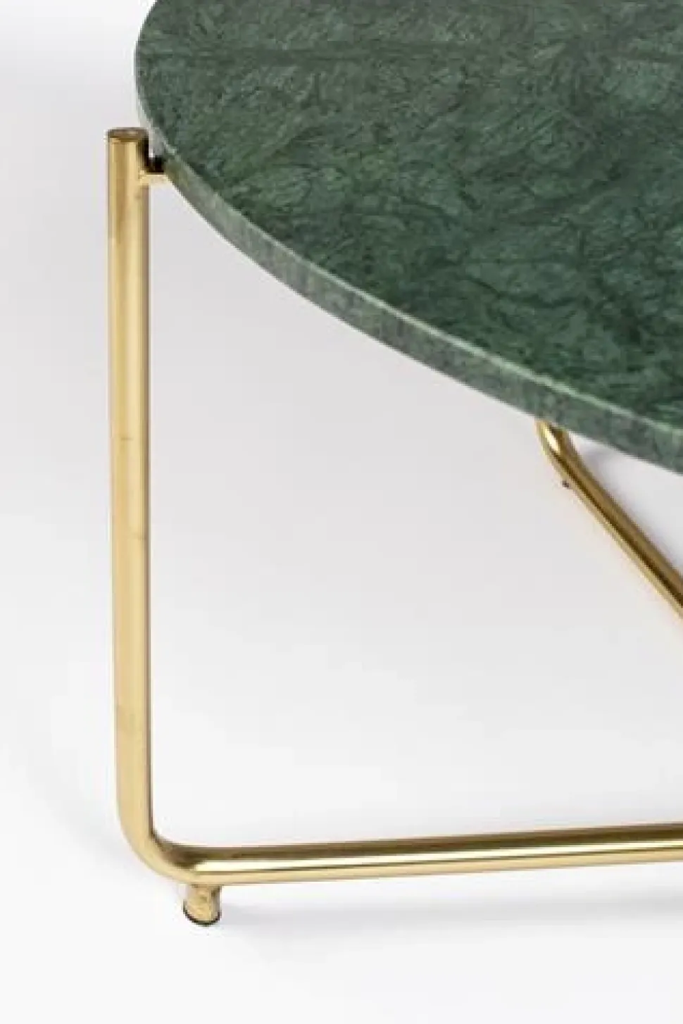 Soffbord 'Timpa' Runt 70cm - Grön marmor/Guld