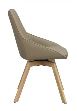 Stol 'Alison' Läder - Beige/ek