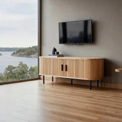 Tv bänk 'Holmvik' - Natur/Svart
