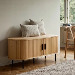 Tv bänk 'Holmvik' - Natur/Svart