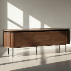 Tv-bänk 'Kärra' 160x40cm - Valnöt/Svart