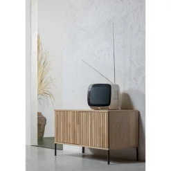 TV-bänk ‘New Gravure’ 100 cm - Ek/Svart