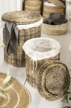 Tvättkorg 2-pack 'Rattan' - Natur