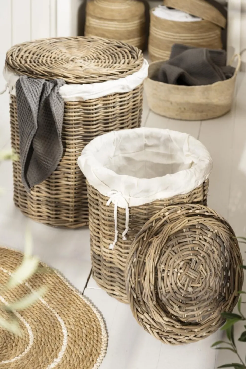 Tvättkorg 2-pack 'Rattan' - Natur