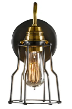 Vägglampa Vintage - Mässing/Stålnät